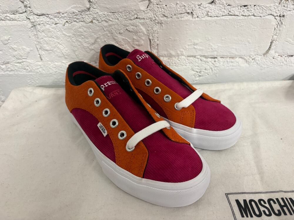 Vans Lampin Supreme Croc Corduroy Fuchsia Orange Low Top Athletic Sneakers Shoes